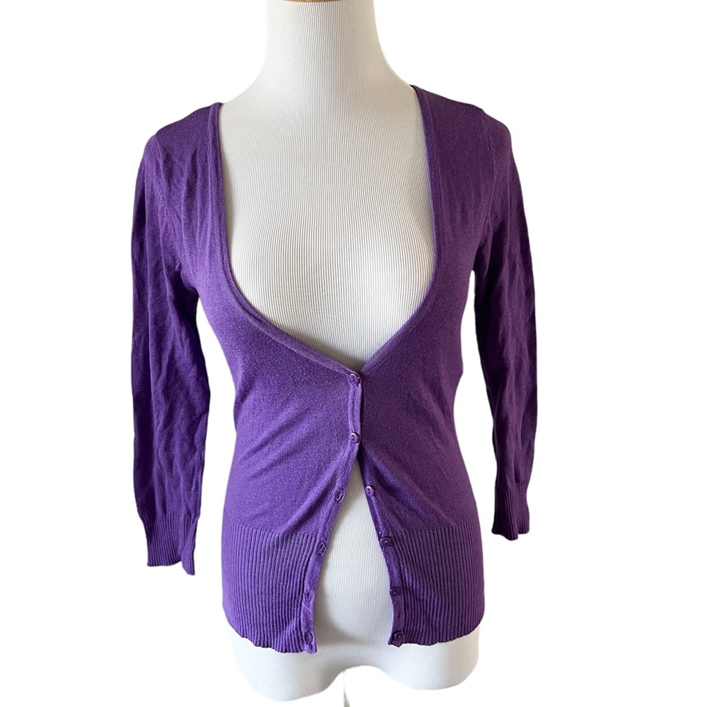 Purple cardigan sweater. Size S
